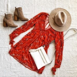 Orange printed mini dress